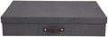 Bigso Sverker Fiberboard Legal/Art Storage Box - Scrapbook Storage Box for Papers, Photos, and More - Durable Keepsake Boxes with Lid and Leather Handle - 3.3in x 17.1in x 12.2in - Black by Bigso