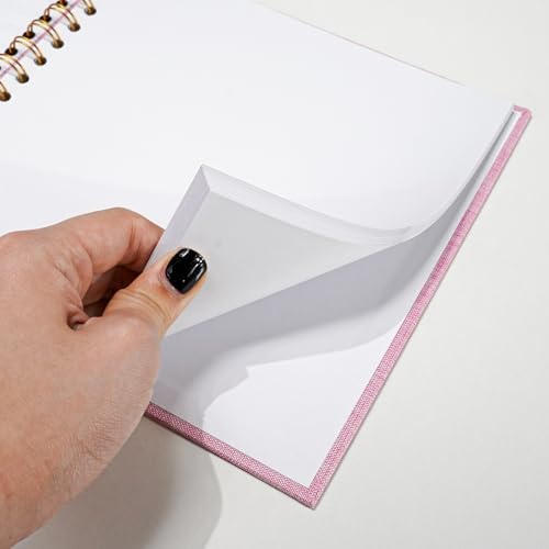 Vienrose 8x8 Inch Scrapbook DIY Small Hardcover Kraft White Pages Scrapbook Photo Album Linen Cover Scrap Book Photo Albums Scrapbooking Supplies Kit for Couple Family Wedding Travel Pink - Image 5
