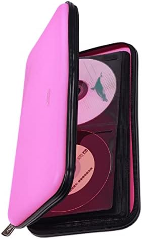 CD DVD Case, 72 Capacity Heavy Duty Wallet, DVD CD Case Holder for Car, Hard Shell Sturdy case, CD Disk Holder, DVD disc Binder, Booklet, Protective Blu-ray Wallet (72 Capacity,Peach) by XiongYe