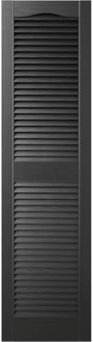 Ekena Millwork Lifetime Vinyl LL1S14X05500BL Standard Cathedral Top Center Mullion, Open Louver Vinyl Shutters, w/Installation Shutter-Lok's & Matching Screws (Per Pair), 14 1/2"W x 55"H, Black - Image 2