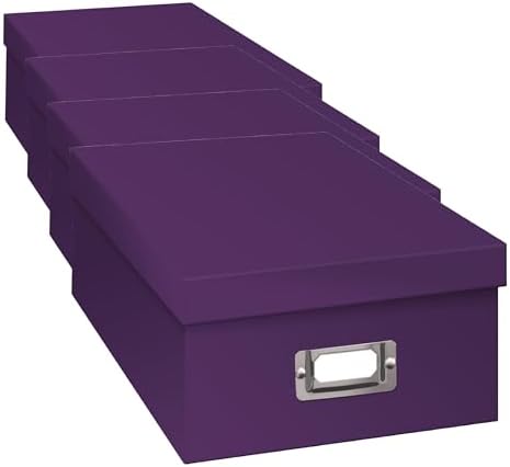 Pioneer B-1 Photo/Video Storage Box - Holds over 1,100 Photos up to 4x6" or 10 VHS Videos, Solid Color: Bright Purple. (Pack of 4) by PioneerPhotoAlbums