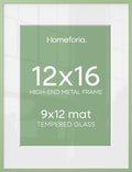 Homeforia 12x16 Green Picture Frame, High-End Metal, 9x12 Mat, Glass by Homeforia
