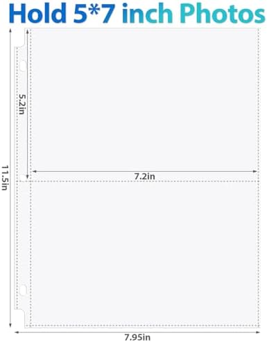 Feifeiya Feifeiya 150 Pack 5 x 7 Photo Sleeves for 3 Ring Binder(for 600 Pictures) archival Photo Page Protectors Holds Clear Plastic Refill Pages Plastic Album Refill Pages - Image 2