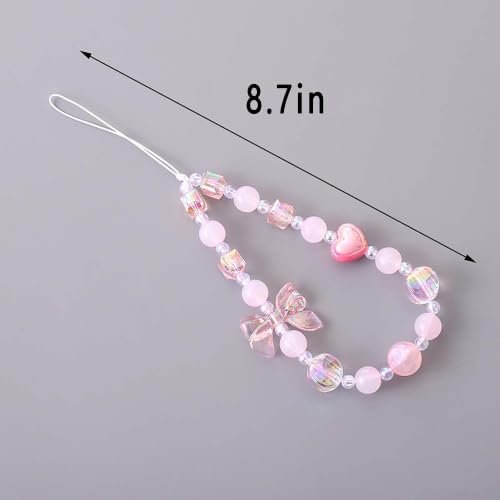 Beaded Phone Charm Lanyard Strap Girly Style Fixed Beads Pearl Lanyards - Image 4