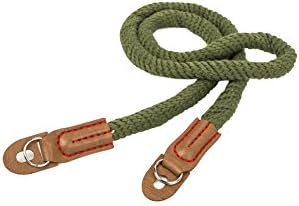 Vintage Handmade Cotton Leather Camera Neck Strap for Leica Nikon Fuji Pentax Canon Panasonic Sony Short Army Green - Image 2