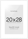 Homeforia 20x28 White Picture Frame, High-End Metal, 14x22 Mat, Glass by Homeforia