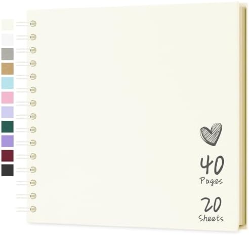 Scrapbook Photo Album 8"x8" 20 Sheets 40 Pages Hardcover Kraft Paper Cream by Hiwhy
