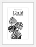Americanflat 12x16 Picture Frame with Shatter-Resistant Glass - Use as 8x12 Frame with Mat or Display 12x16 Photo Without Mat - Signature Collection - Picture Frames for Wall Display - White by Americanflat