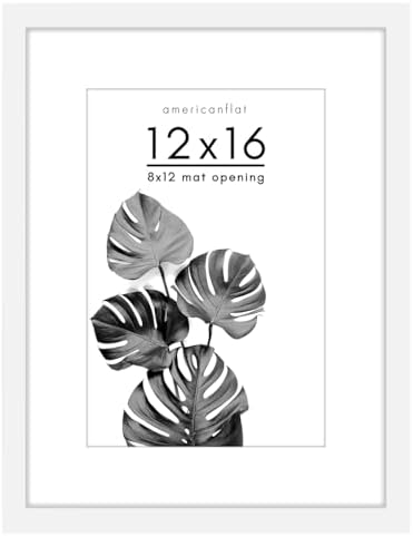 Americanflat 12x16 Picture Frame with Shatter-Resistant Glass - Use as 8x12 Frame with Mat or Display 12x16 Photo Without Mat - Signature Collection - Picture Frames for Wall Display - White by Americanflat
