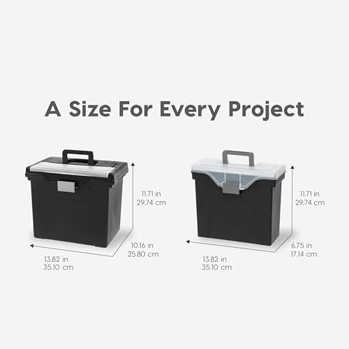 IRIS USA File Box Organizer with Lid, Letter File, 4-Pack, Black - Image 2