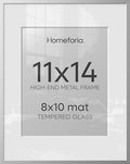 Homeforia 11x14 Silver Picture Frame, High-End Metal, 8x10 Mat, Glass by Homeforia
