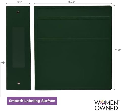 Carstens 3-Inch Heavy Duty 3-Ring Binder - Side Opening, Forest Green, Durable Plastic, Precision No-Gap Rings, Waterproof Cover, No Pockets, Holds 400 US Letter Sheets, BPA-Free Made in USA (1738-3R) - Image 3