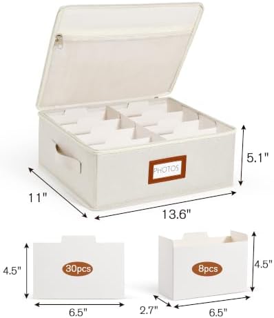 Photo Storage Box, 2000 4x6 Photo Organizer with 8 Dividers, Beige - Image 4