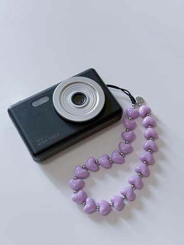 Drawwind Phone Charm Strap Cute Wrist Straps Cell Phone Charm String Y2K Aesthetic Lanyard Wristlet Chain for Case Camera AirPods Bags Keychains (Purple Hearts) - Image 6