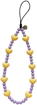 Drawwind Phone Charm Beaded Wristlet Strap Universal Cell Phone Lanyard Cute Bracelet Wrist Strap Beaded Chain String Handmade Accessories for Case Camera Bags (Yellow Hearts) by Drawwind