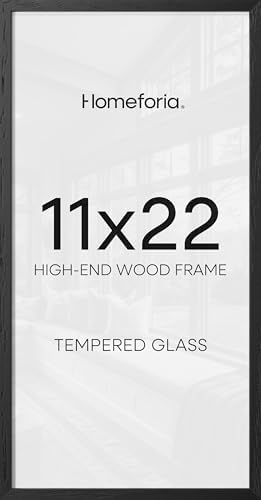 Homeforia 11x22 Black Oak Newspaper Picture Frame, High-End Wood, Glass by Homeforia