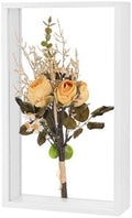 M METERXITY 1-Pack Dried Flower Frame, 7 x 12 Inch Double Acrylic Wooden Dried Flower Photo Floating Frame for Tabletop/DIY/Handicrafts [White] by MMETERXITY