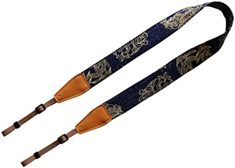 UNIKSTRAP Original Design Personalized Adjustable Camera Strap Golden Flowers Line Drawing on Blue, Fit for Canon Nikon Sony Olympus Interchangeable Lens Digital Camera/DSLR etc. - Image 2