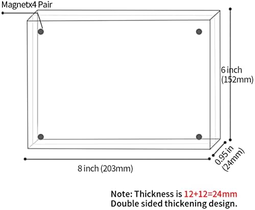 Sezanrpt Acrylic Picture Frame 6x8 Inches, High Transparent Magnetic Photo Frame, Double Sided Plexiglass Picture Frame 12mm + 12mm - Image 2