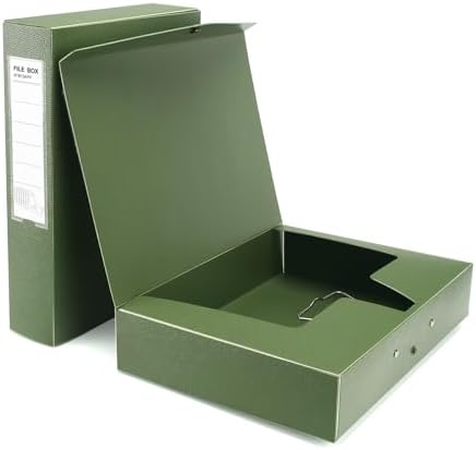 HUA JIE 2 Pack A4 Storage File Boxes Archives Case,65mm Spine-Green by HUA+JIE