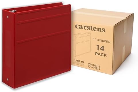Carstens 3-Inch Heavy Duty 3-Ring Binder - Side Opening, Brick Red, Durable Plastic, Precision No-Gap Rings, Waterproof Cover, No Pockets, Holds 400 US Letter Sheets, BPA-Free, Made in USA (1740-3R) by Carstens