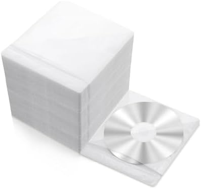 200Pcs CD DVD Sleeves Envelopes, Double Sided, White by Krijuess