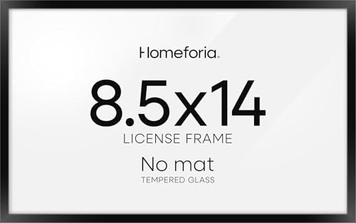 Homeforia 8.5x14 Black Marriage License Frame, High-End Metal, Glass by Homeforia