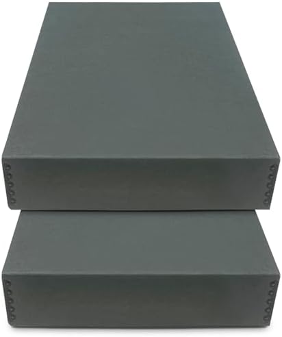Golden State Art, Archival Storage Box, Gray, 14.75x18.75x3 Inch, Pack of 2 by GoldenStateArt