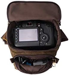 Small Camera Bag/Case, Vintage Canvase Leather Trim DSLR SLR Camera Shoulder Messenger Sling Bag - Image 6