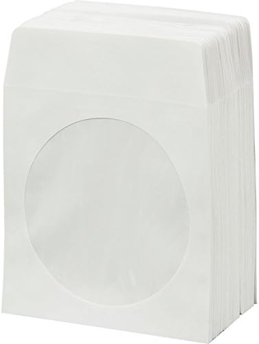 BestDuplicator CD/DVD White Paper Sleeves Premium Thick, 100 Pack - Window & Flap, Disc Storage Envelopes, for CDs, DVDs & Blu-ray Discs, Protective Media Sleeves by Unknown