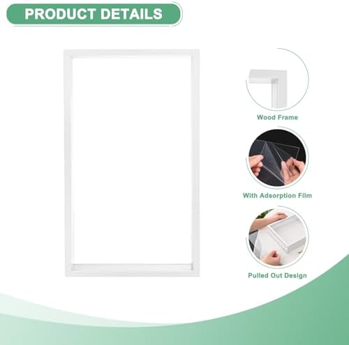 M METERXITY 1-Pack Dried Flower Frame, 7 x 12 Inch Double Acrylic Wooden Dried Flower Photo Floating Frame for Tabletop/DIY/Handicrafts [White] - Image 2