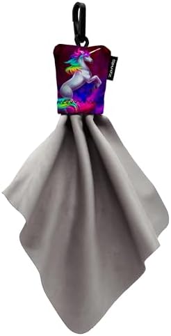 SPUDZ Classic Microfiber Lens Cleaner – Clip-On Pouch, Washable – for Binoculars, Scopes, Glasses, Screens | Classic | Vibrant Unicorn, 6 x 6 Inch by SPUDZ