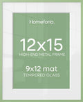 Homeforia 12x15 Green Picture Frame, High-End Metal, 9x12 Mat, Glass by Homeforia