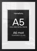 Homeforia A5 Black Picture Frame, High-End Metal, A6 Mat, Glass by Homeforia