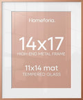 Homeforia 14x17 Rose Picture Frame, High-End Metal, 11x14 Mat, Glass by Homeforia