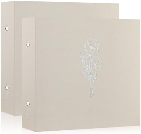Lanpn Scrapbook Photo Album 12x12 2 Packs, Linen Cover Archival Acid Free Top Load 3 Ring Binder Folder Photo Book 12 x 12 with 30 Plastic Sleeves 60 Pages Beige by Lanpn