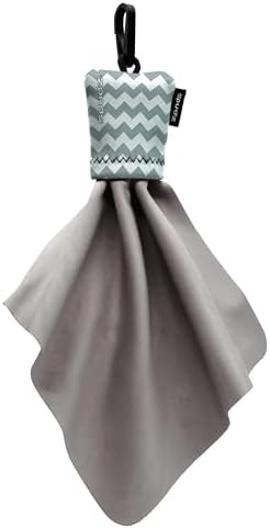 SPUDZ Classic Microfiber Lens Cleaner – Clip-On Pouch, Washable – for Binoculars, Scopes, Glasses, Screens | Classic | Gray Chevron, 6 x 6 Inch by SPUDZ
