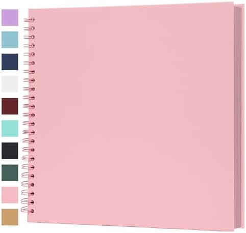 Scrapbook Album 12x12 Inches 100 Pages Hardcover Kraft Paper Pink by Bonyomor