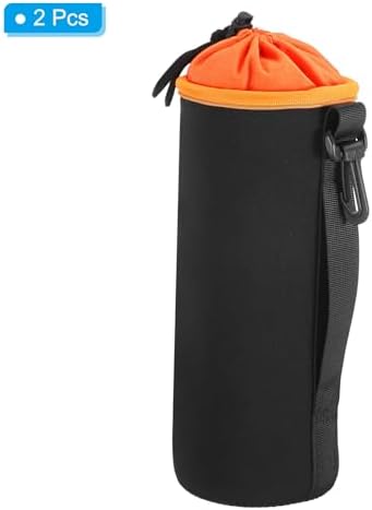 PATIKIL Camera Lens Bag, 2 Pcs 3.7" ID x 9.8" H Cylindrical Drawstring Lens Pouch with Thick Protective Neoprene, Lens Case for DSLR Camera Lens, Water Coffee Cups Black, Orange - Image 3