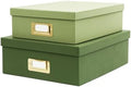 2-Piece Decorative Storage Boxes, Sophisticated Dual-green Palette, Paperboard Stackable with Gold Label Holders for Home Office Organization, Home Decor, Photos, Files and Keepsake Box by MIZFRUZZY
