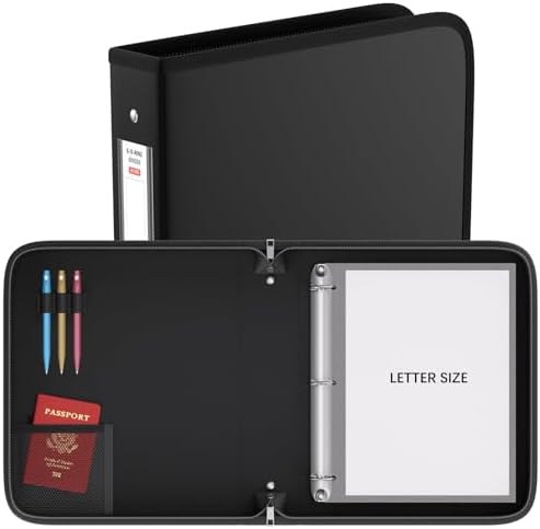 Fireproof 3 Ring Binder with Zipper, 1" D Rings Holds 245 Sheets - Image 6