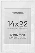 Homeforia 14x22 White Oak Picture Frame, High-End Wood, 12x16 Mat, Glass by Homeforia