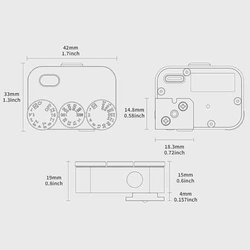 Camera Top Light Meter, Film Camera Exposure Meter, 3 Dials Retro Exposure Indicator, High Precision, Multiple Metering Modes, 20 Hours Endurance, Compatible with Film Cameras White - Image 5