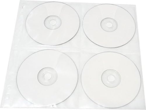 25-Pack 8 Disc CD DVD Poly Sleeves 3 Ring Binder Pages - 200 Disc Capacity (White), for Oversized Binders Only by KEYIN