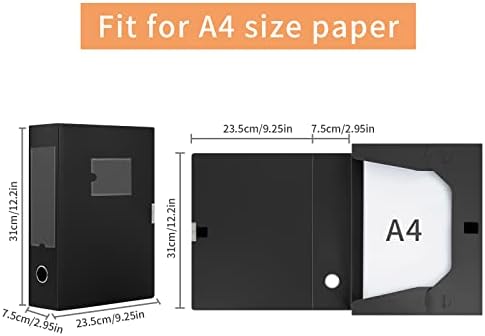 HUA JIE 4 Pack A4 Storage File Boxes Plastic Archives Cases with Lid,Black - Image 5