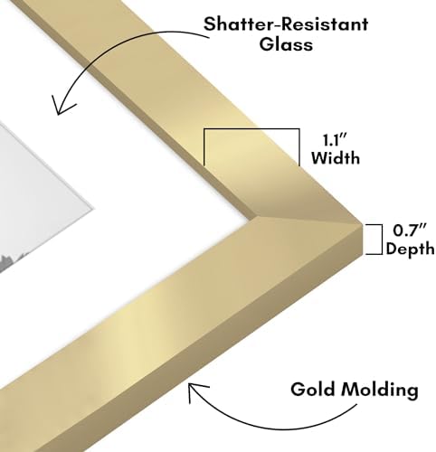 Americanflat 9x9 Picture Frame - Matted to 6x6 - Engineered Wood - Gold - Image 3