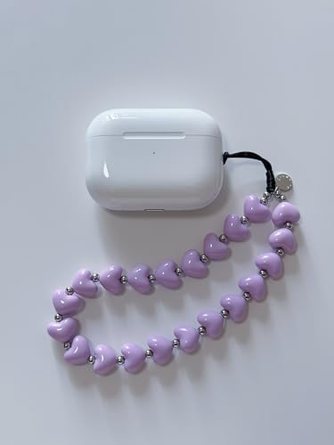 Drawwind Phone Charm Strap Cute Wrist Straps Cell Phone Charm String Y2K Aesthetic Lanyard Wristlet Chain for Case Camera AirPods Bags Keychains (Purple Hearts) - Image 3