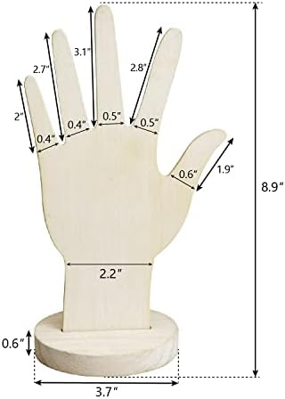 MOOCA 6-Piece Wooden Hand Jewelry Display Set, Wall Mount or Stand - Image 2