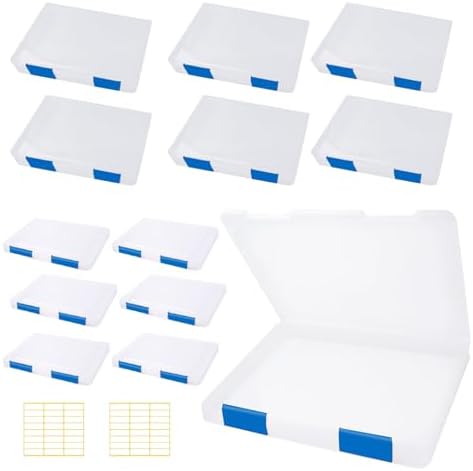12 Pcs Clear Paper Storage Box, Blue, 12.4 x 9.84 x 1.18 Inches by OLUTACOT