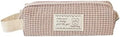 Monolike Unmatched Friends Fabric Check Block Pencil Case, Vintage pink - Aesthetic Gingham Pastel Desk Organizer, Soft Padded Makeup Brush Case, Trendy Minimalist Stationery Pouch by Onlythingsilike